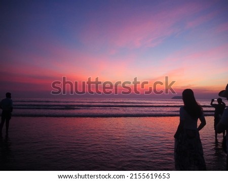 The magical time of Magic hour at Tanjung Aru beach  Royalty-Free Stock Photo #2155619653
