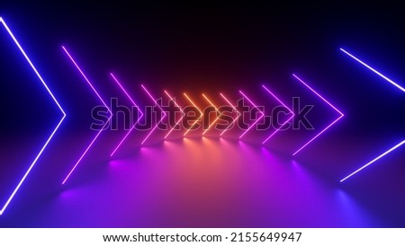 3d render, abstract minimal geometric wallpaper, colorful neon arrows over the black background