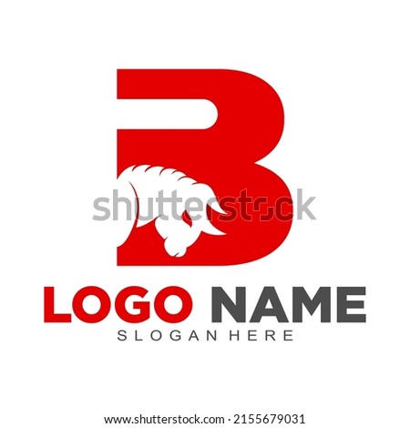 Red letter B and bull head vector logo