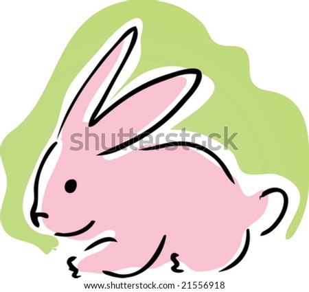 Cute retro cartoon illustration of a pink bunny rabbit