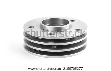 Aluminum wheel spacers. Four through spacers. Isolated on a white background. Royalty-Free Stock Photo #2155705377
