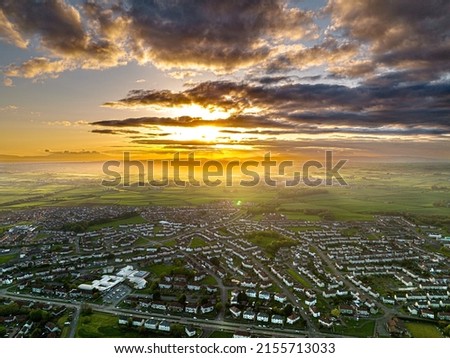 Aerial footage of Kilmarnock, East Ayrshire, Sunset