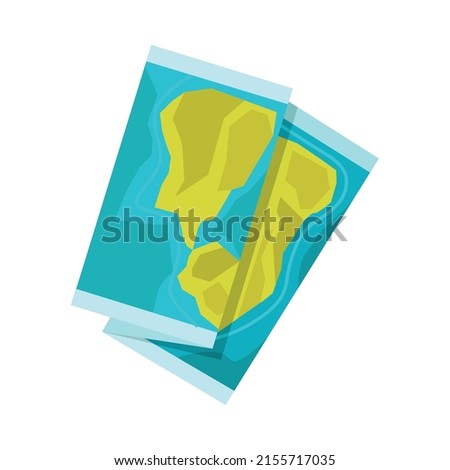 Family suitcase flat composition with isolated piece of tourists belongings on blank background vector illustration