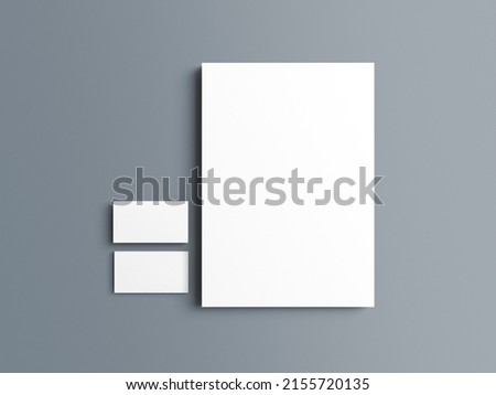 3d mockup stationery for you to present your branding projects. Letter paper, envelope, business card, disposable cup, letterhead. Royalty-Free Stock Photo #2155720135