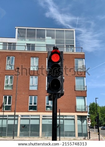 Stop light with red light on
