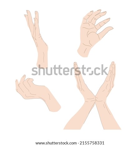 Vector image, set of hands isolated on white background