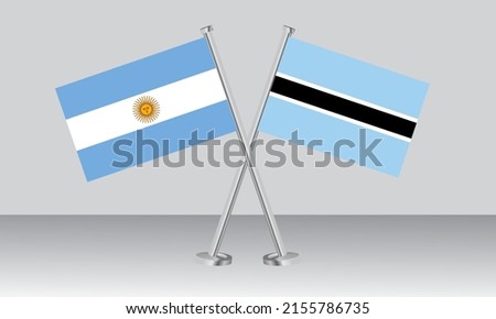 Crossed flags of Argentina and Botswana. Official colors. Correct proportion. Banner design