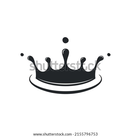 Drop of water in crown shape isolated on white background. Milk, Water, Chocolate, Yogurt splash. Water drop icon. Drop and splash for labels of package. Vector illustration