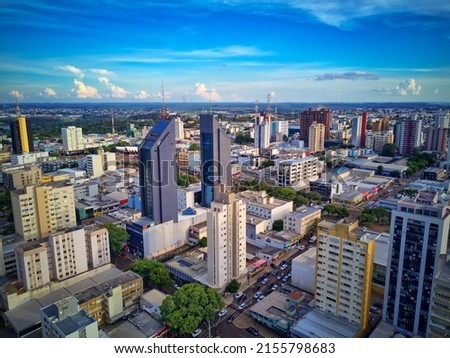 Aerial and drone view of Cascavel city, downtown, Paraná, Brazil. Royalty-Free Stock Photo #2155798683
