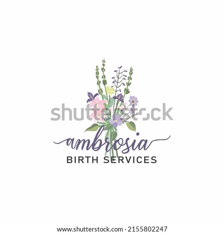 Ambrosia Flower logo design Template 