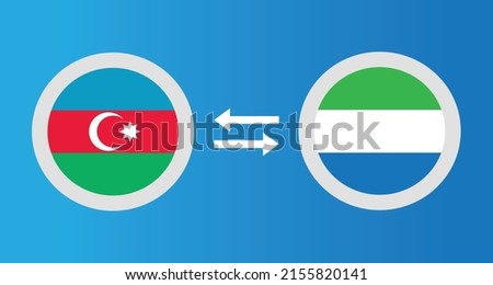 round icons with Azerbaijan and Sierra Leone flag exchange rate concept graphic element Illustration template design

