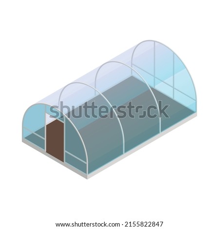 Modern green house isometric composition with isolated image of futuristic gardening appliance smart garden vector illustration
