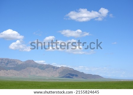 Mountain landscape on a summer day near Narynkol village on a Kazakh China border