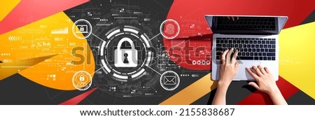Internet network security concept with person using a laptop computer