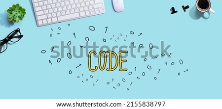 Code with a computer keyboard and a mouse