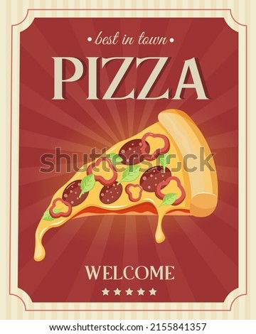 Vintage pizza poster. Fast food banner. Vector graphics	