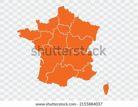 France map orange Color on White Backgound  illustration eps 10