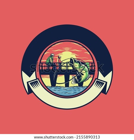 Fishing Badge Logo Vector Illustration