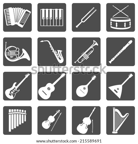 Vector Set of Musical Instruments Icons