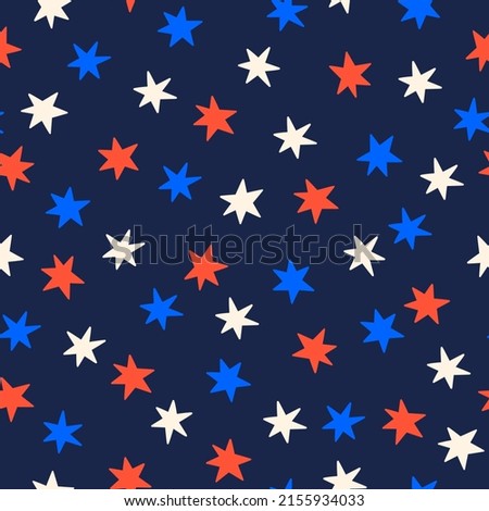 Stars seamless pattern. Independence Day colours. Vector illustration