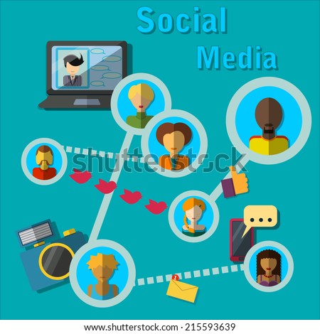 Vector Illustration of Social Media Concept for Design, Website, Background, Digital, Web. Infographic Template for communication idea for business