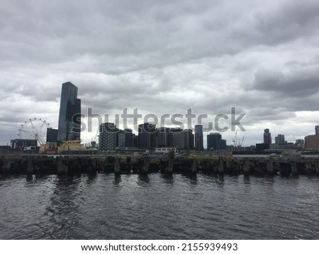 Skyline of a buildings viewed from the Yarra River, Melbourne, Australia.