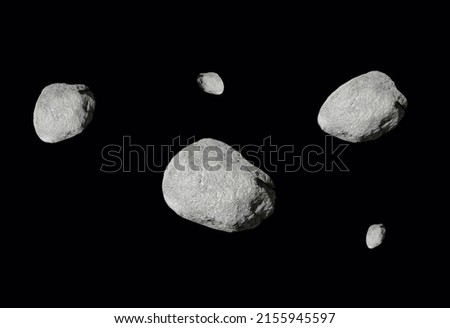 Drawing illustration of the asteroid , meteorites on a dark background