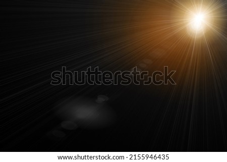 Sun Light Overlay. Sun rays overlay. Sun rays light isolated on black background for overlay design. transparent sunlight special lens flash light effect. front sun lens flash. light of radiance. Royalty-Free Stock Photo #2155946435