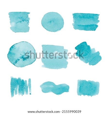 Watercolor blue stains. Vector abstract shapes. Texture colored splash
