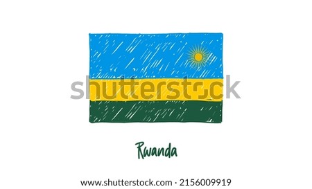 Rwanda National Country Flag Marker or Pencil Sketch Illustration Vector