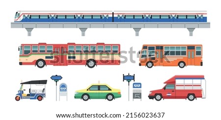 Local public transport in Bangkok Thailand vector illustration Royalty-Free Stock Photo #2156023637