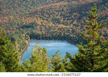 Detailed photo of Heart Lake in Lake Placid, NY during the fall