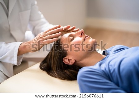 Reiki Therapy Alternative Healing Massage For Woman Royalty-Free Stock Photo #2156076611