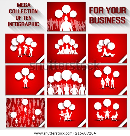 MEGA COLLECTION OF TEN BUSINESS MAN INFOGRAPHIC OPTION RED