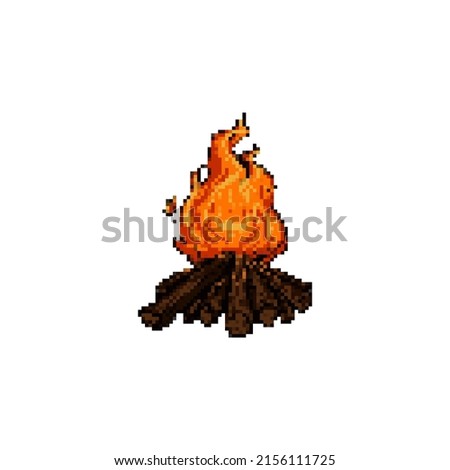 Illustration of a bonfire in pixel art style