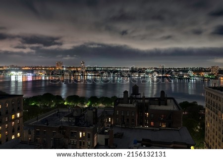 Nightfall over the Hudson River, New York and New jersey