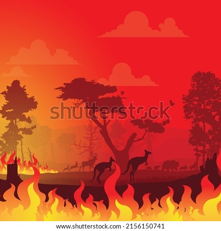 Forest silhouettes vector background, Natural vector illustration.
