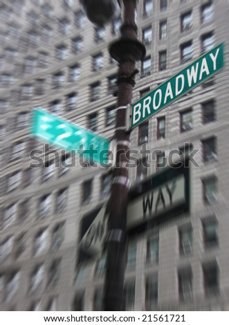 broadway sign, zoom blur, photo taken on 23st street