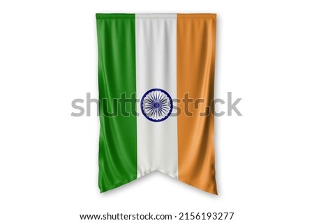 India flag hang on a white wall background. - image.