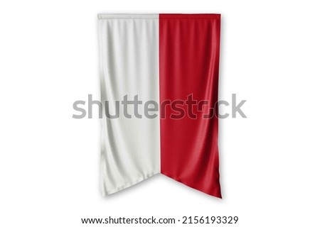 Indonesia flag hang on a white wall background. - image.