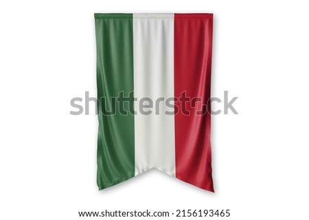 Hungary flag hang on a white wall background. - image.
