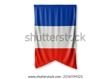 France flag hang on a white wall background. - image.