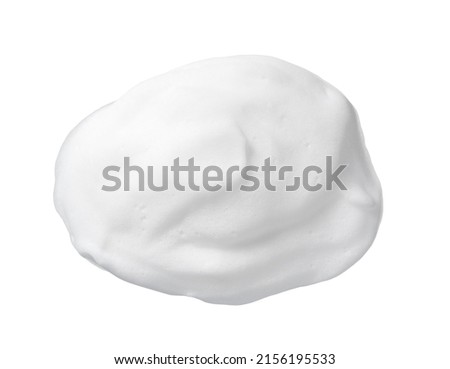 Skincare cleanser foam texture. Swatches of soap, shampoo and cleansing mousse foam on white background. Close-up of facial cleansing soap. Royalty-Free Stock Photo #2156195533