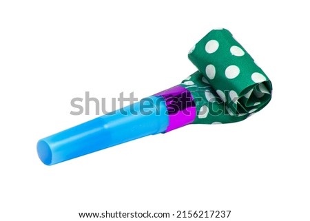 Party foil horn noisemaker isolated on the white background