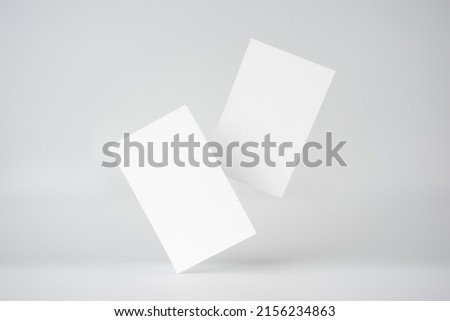 mockup, template, copy space concept with two business card isolated on white background, for mock up, front view layout.