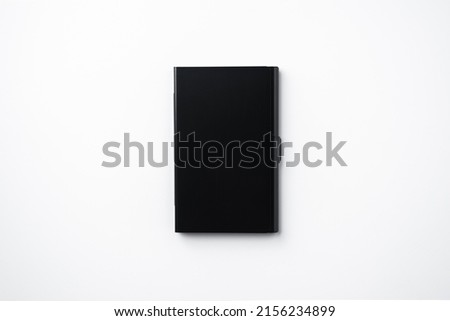 minimal, abstract, template concept with business card case isolated on white background, for mock up, top view layout.