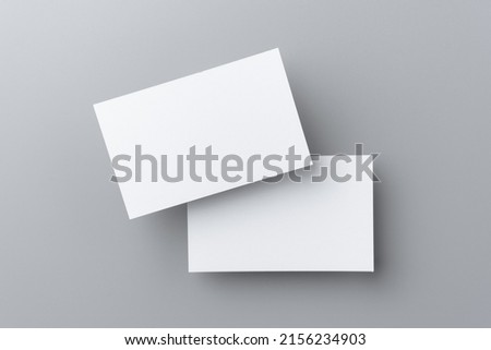 mockup, template, copy space concept with two business card isolated on grey background, for mock up,top view layout.