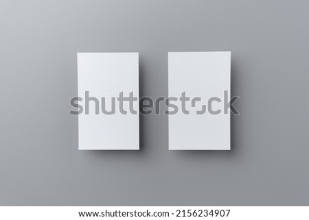 mockup, template, copy space concept with two business card isolated on grey background, for mock up,top view layout.