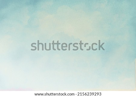 Watercolor illustration art abstract soft blue color texture background, clouds and sky pattern. Watercolor stain with hand paint, cloudy pattern on watercolor paper for wallpaper banner and design

