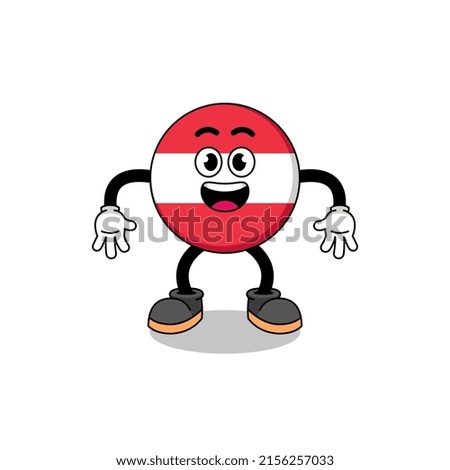 austria flag cartoon with surprised gesture , character design